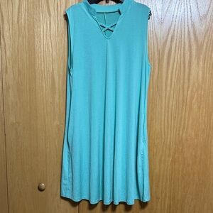 Sleeveless Crisscross Neck A-Line Dress - mint green
